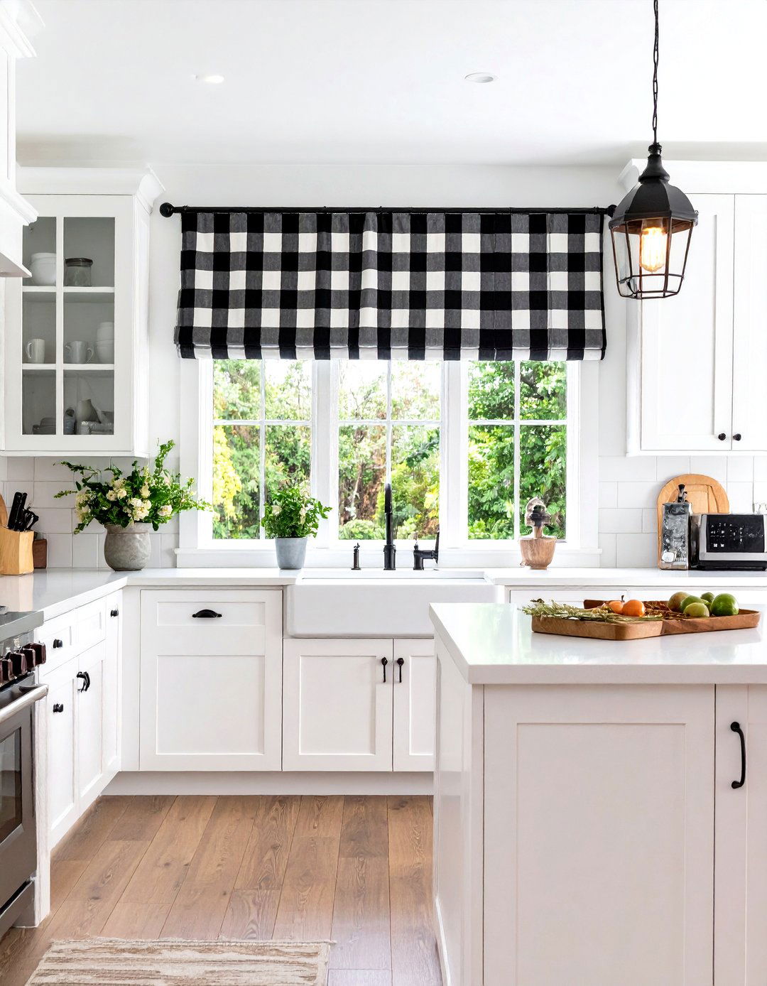 Farmhouse Buffalo Check Kitchen Valance - 24 Kitchen Valance Ideas