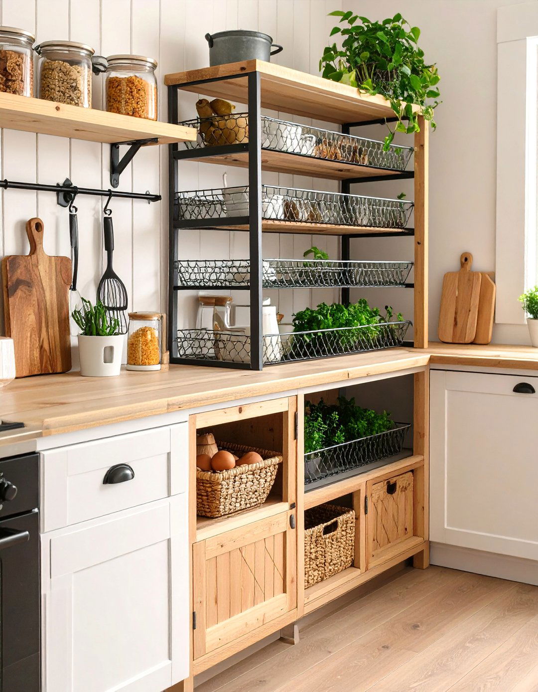Farmhouse Corner Chicken Wire Storage - 24 Corner Shelf Ideas