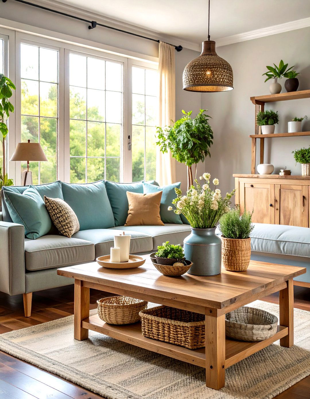 Farmhouse Cotton Stem Display - 24 Sofa Table Decor Ideas