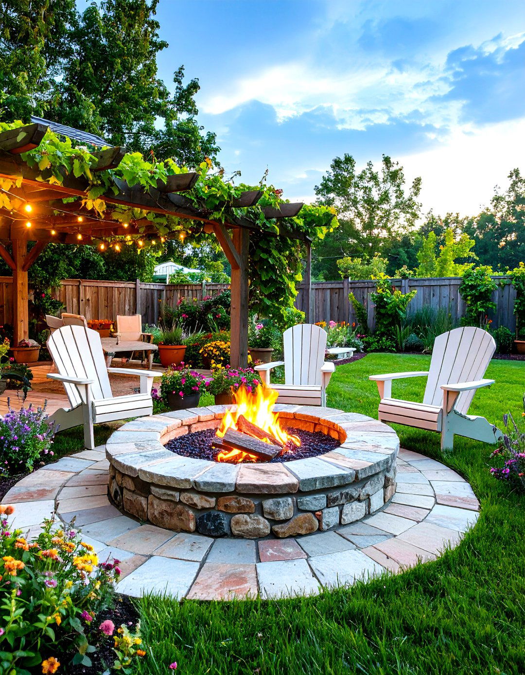 Farmhouse Country Firepit Gathering - 24 Patio Ideas With Firepit