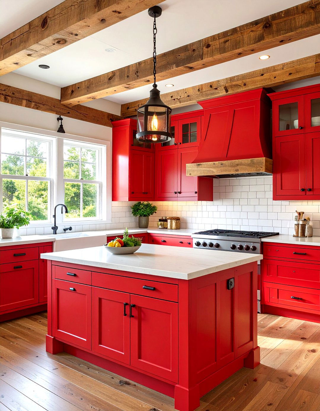 Farmhouse Country Red Kitchen Design - 24 Red Kitchens