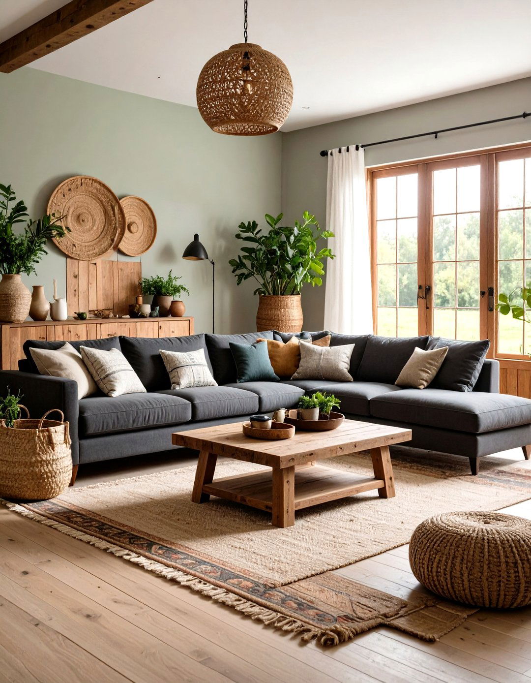 Farmhouse Dark Grey Sectional Styling - 24 dark grey couch living room ideas