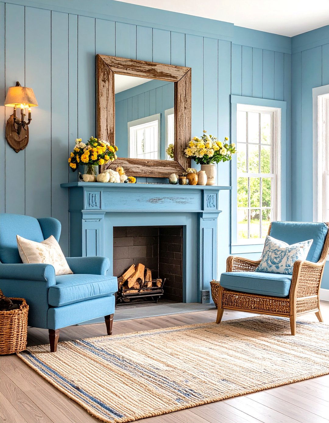 Farmhouse Distressed Mirror - 24 Mirror Over Fireplace Ideas