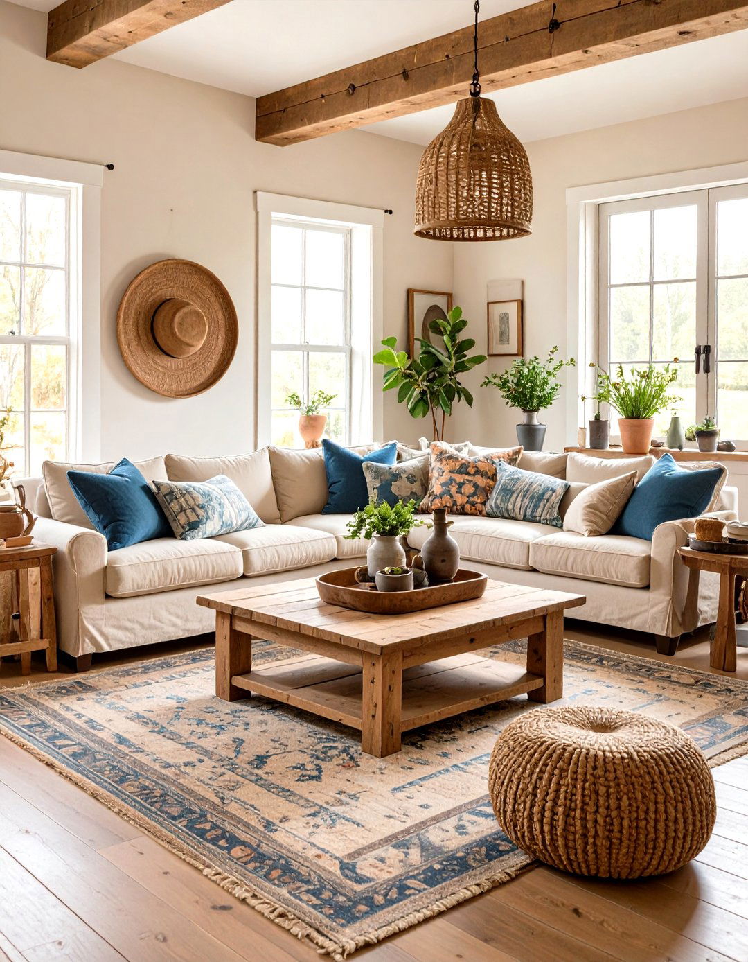 Farmhouse French Country Living Room with Rustic Wood Elements - 24 French Country Living Room Ideas