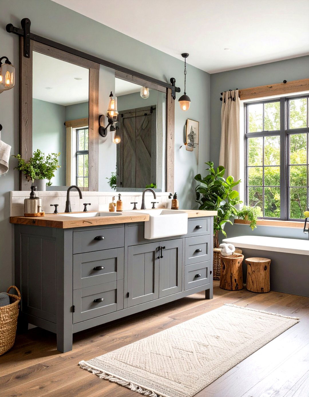 Farmhouse Grey Vanity - 24 Grey Bathroom Vanity Design Ideas