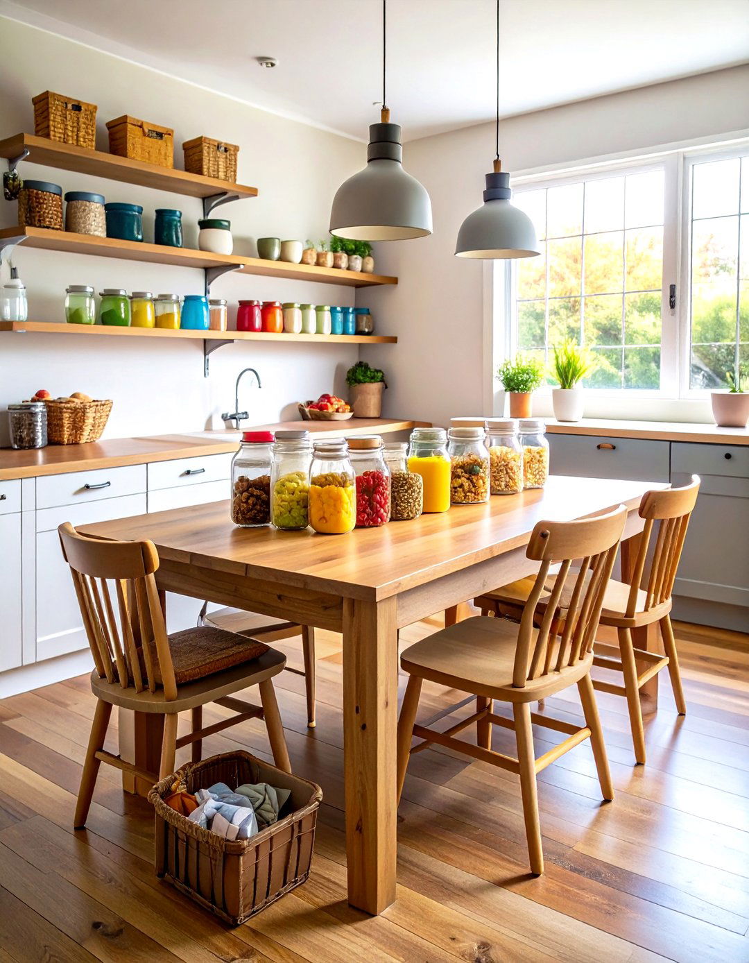 Farmhouse Homeschool Kitchen Table Setup - 24 Homeschool Room Ideas