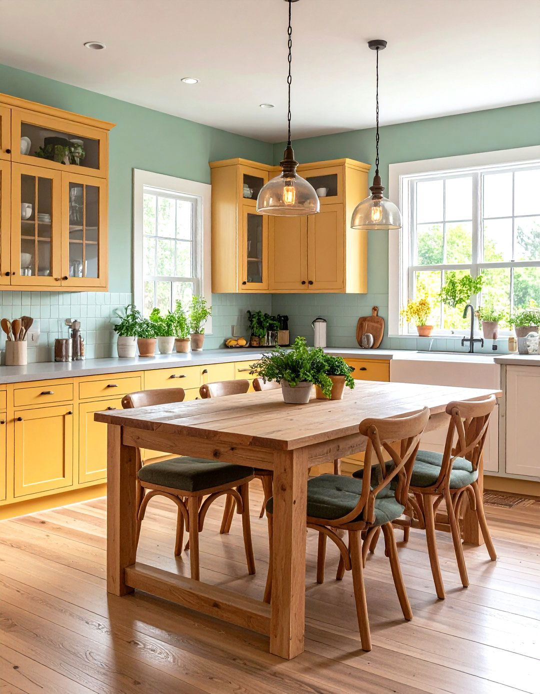 Farmhouse Kitchen with Corner Banquette Seating - 24 Farmhouse Kitchen Ideas