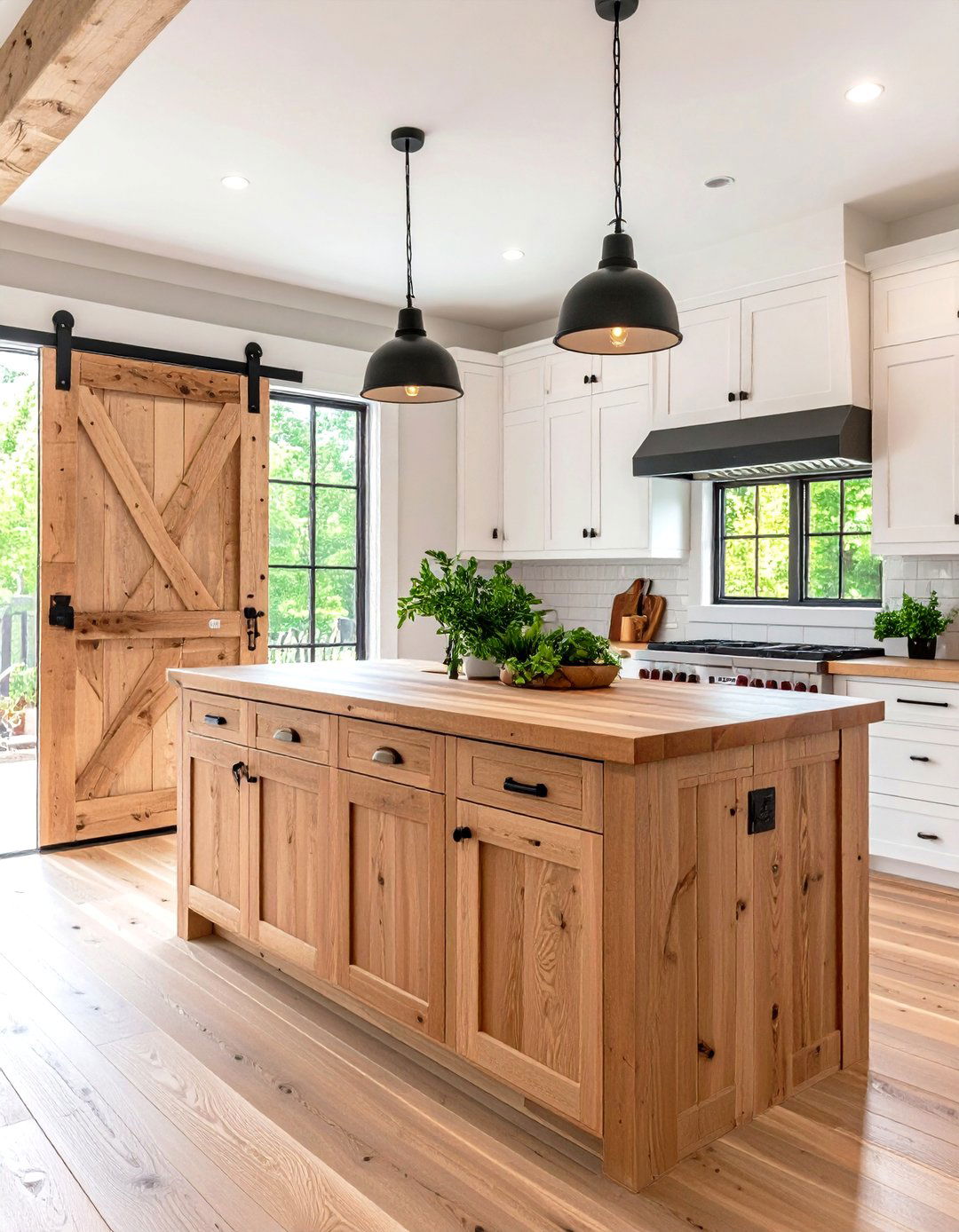 Farmhouse Kitchen with Sliding Barn Door Pantry - 24 Farmhouse Kitchen Ideas