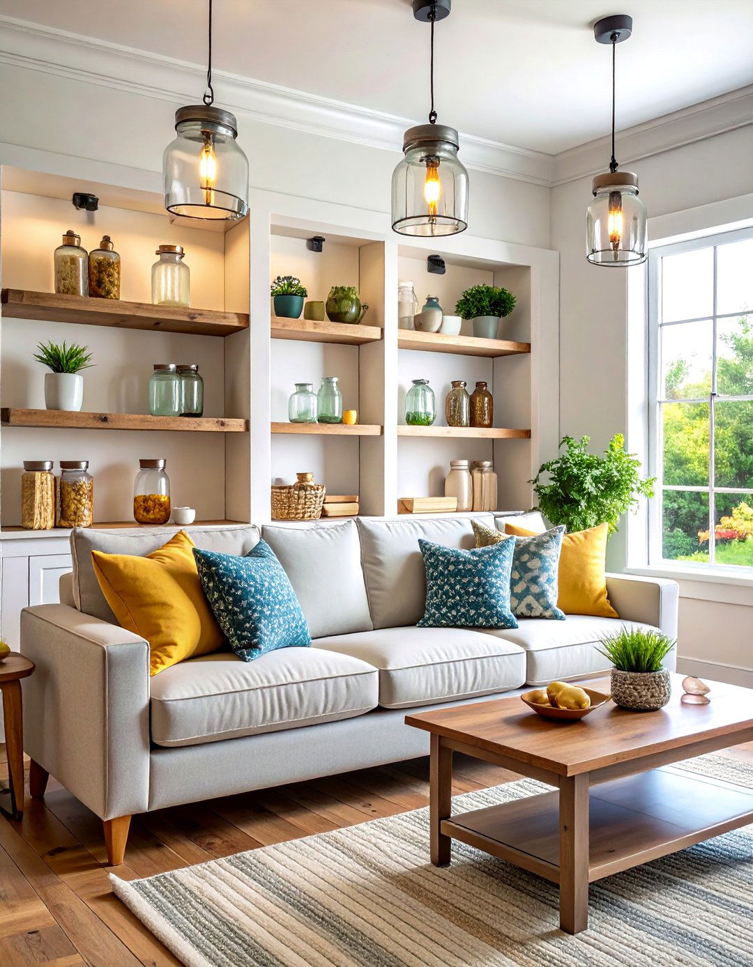 Farmhouse Mason Jar Sconces - 24 Living Room Lighting Ideas