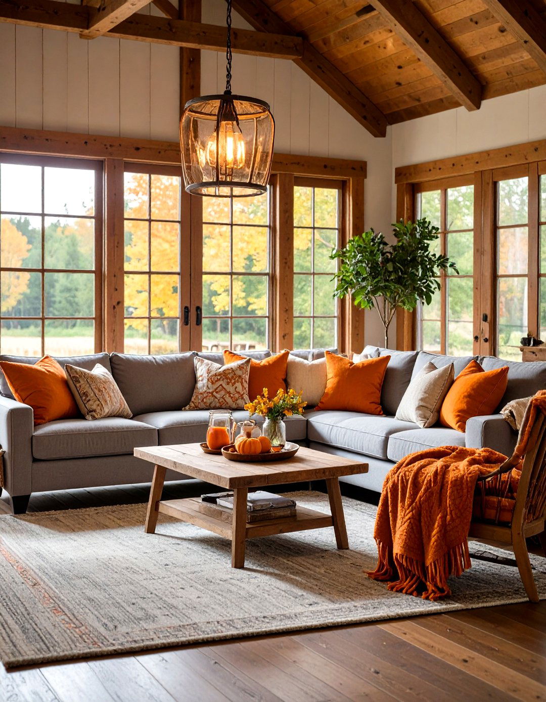 Farmhouse Orange Grey Living Room - 24 Orange and Grey Living Room Ideas