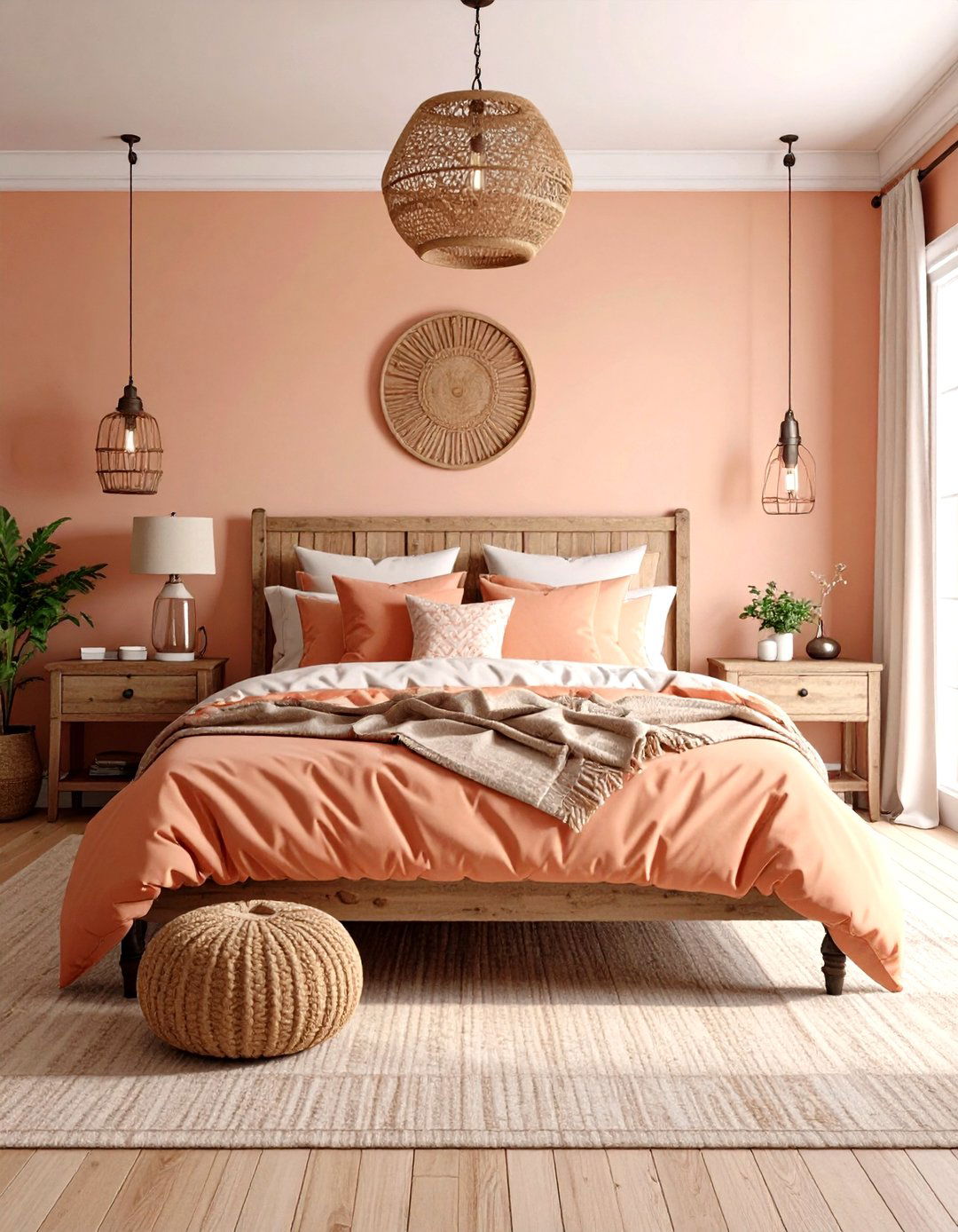 Farmhouse Peach and Cream Bedroom - 24 Peach Bedroom Ideas