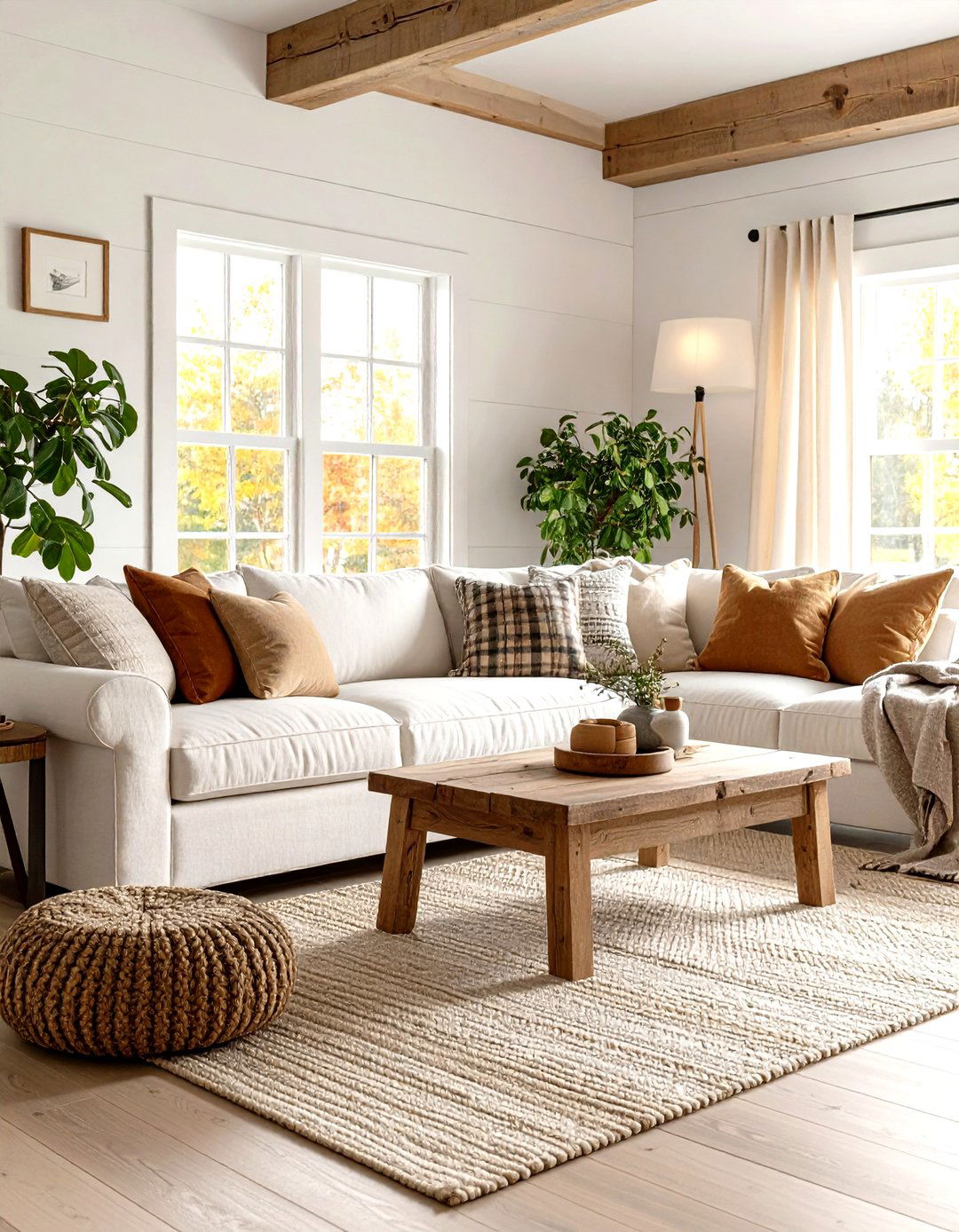 Farmhouse Rustic Living Room with Shiplap Walls - 24 Rustic Decor Ideas