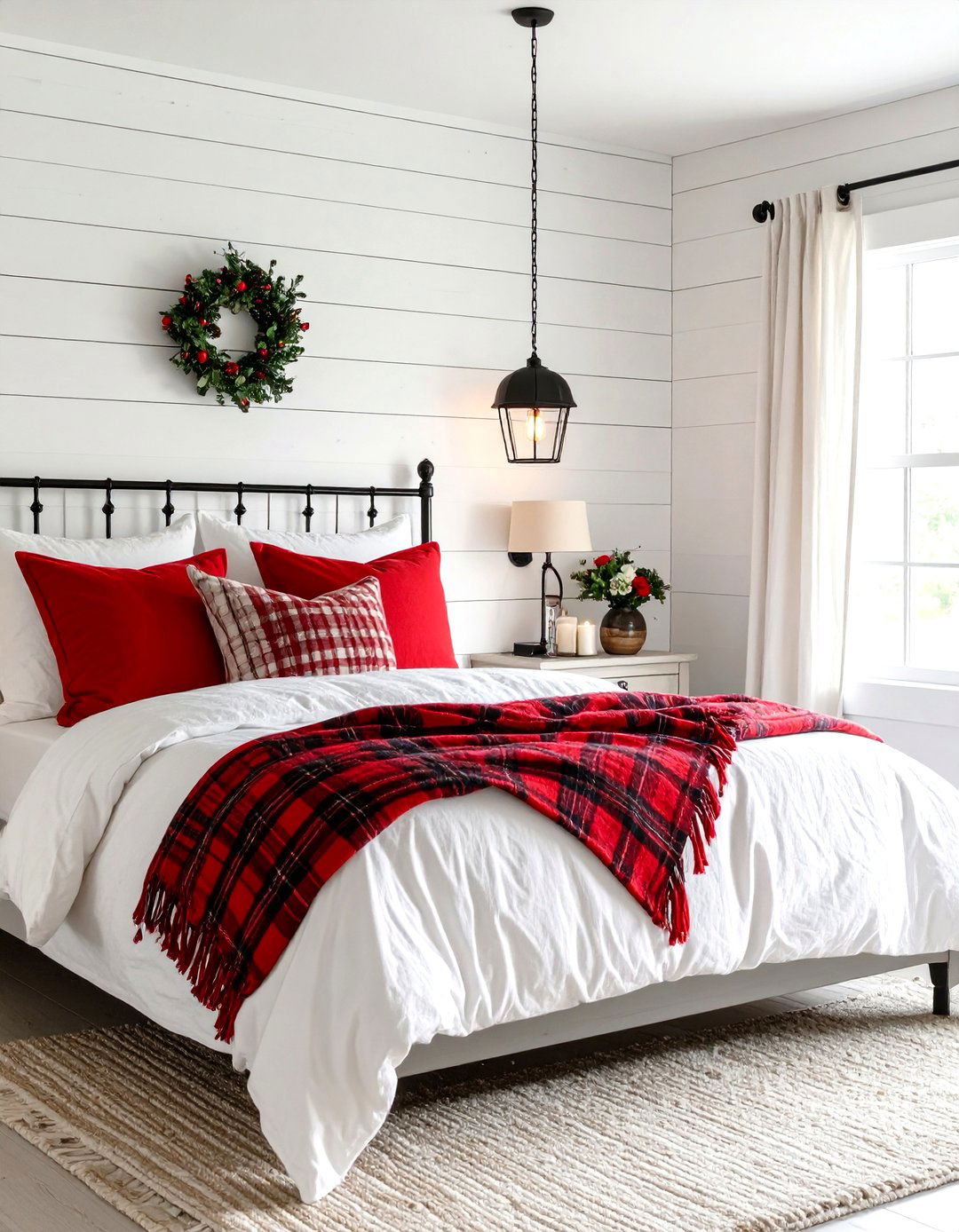 Farmhouse Rustic Red Black White Bedroom - 24 red black and white bedroom ideas