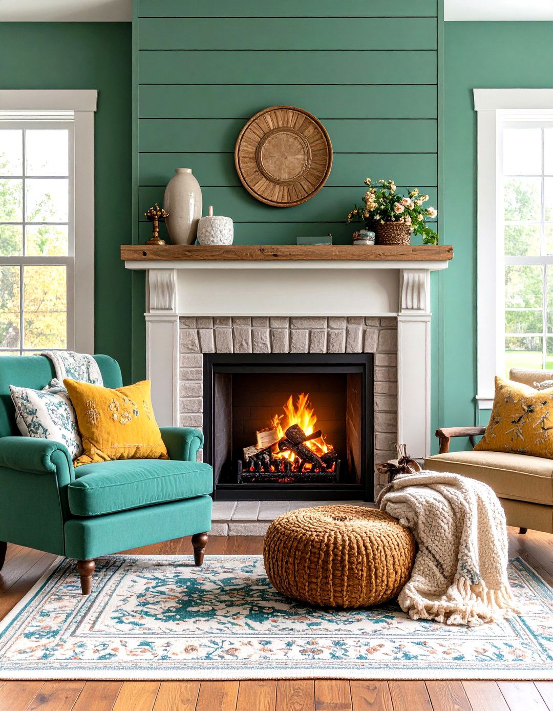 Farmhouse Sage Green Shiplap Fireplace - 24 Sage Green Fireplace Ideas