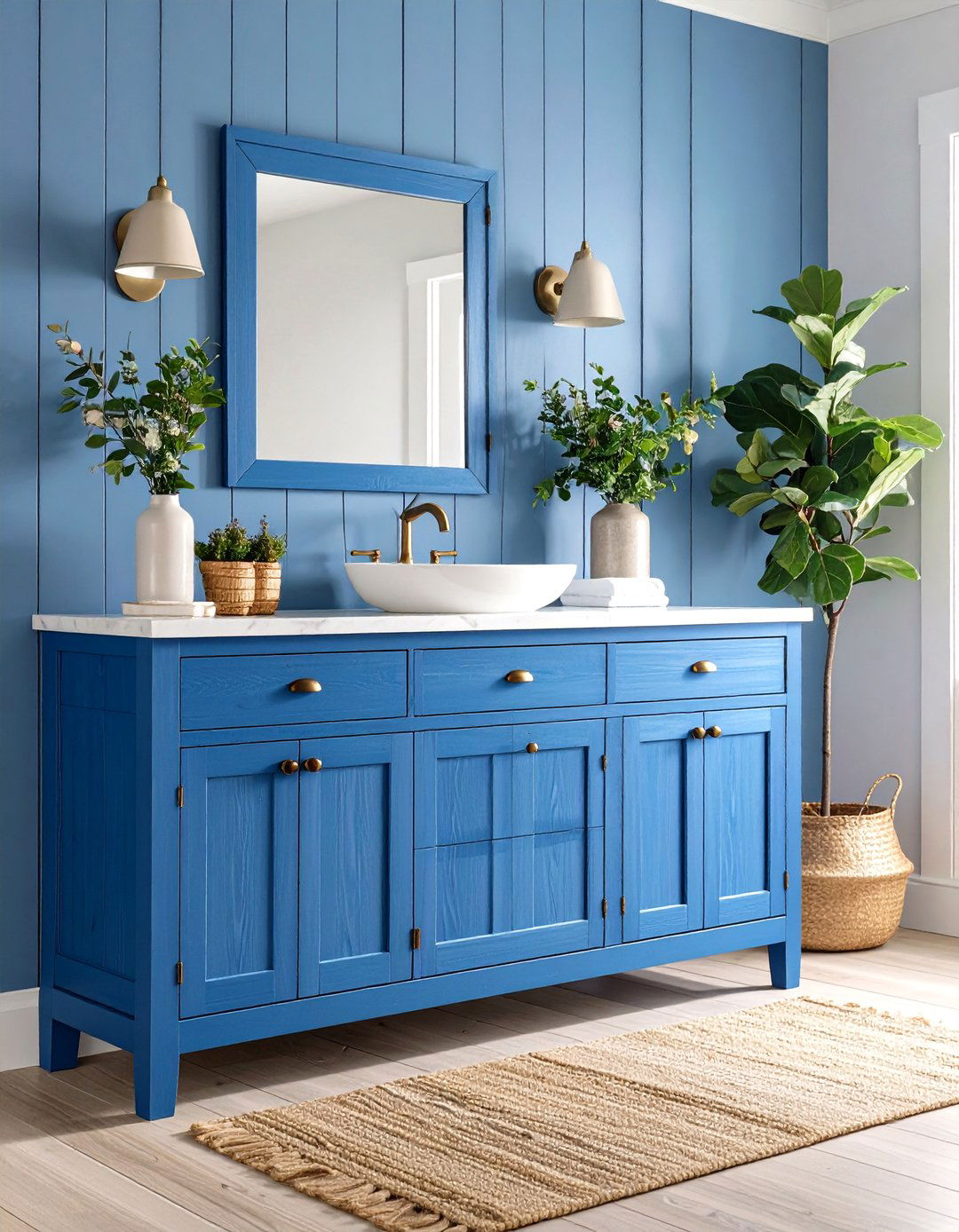 Farmhouse Shaker Blue Vanities - 24 Blue Bathroom Vanity Ideas