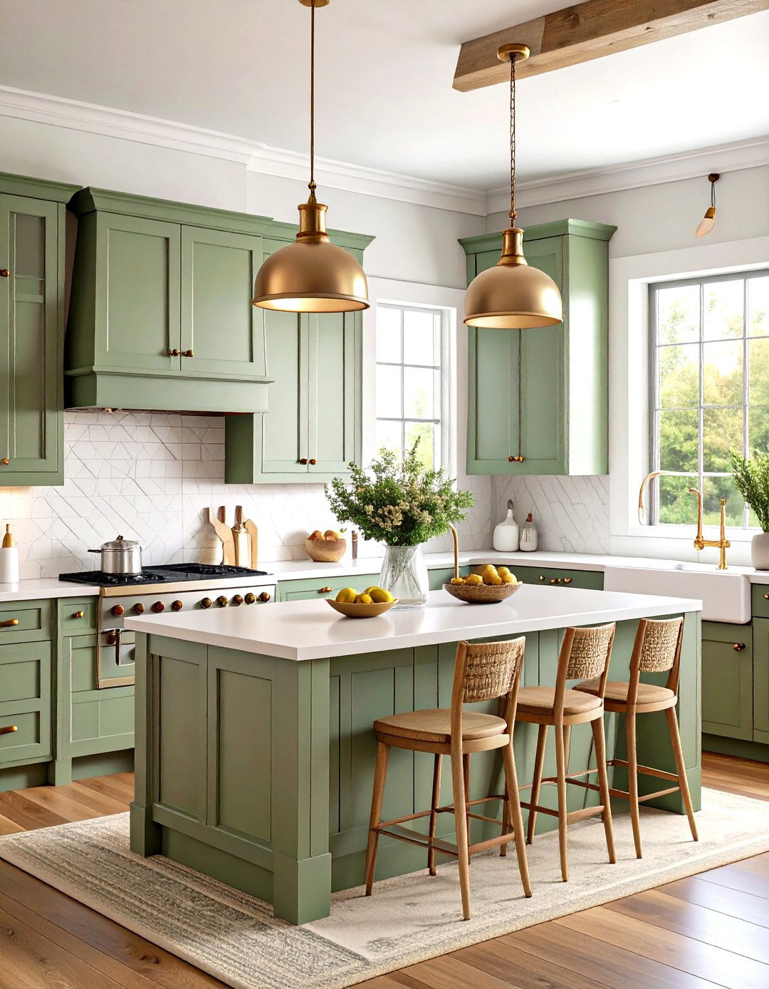 Farmhouse Shaker Sage Green Cabinets - 24 Rustic Sage Green Kitchen Cabinets