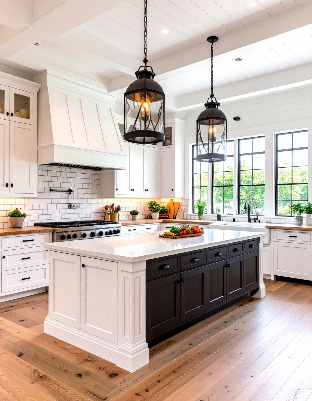 Farmhouse Shaker Style Black and White Kitchen - 24 Black and White Kitchen Ideas