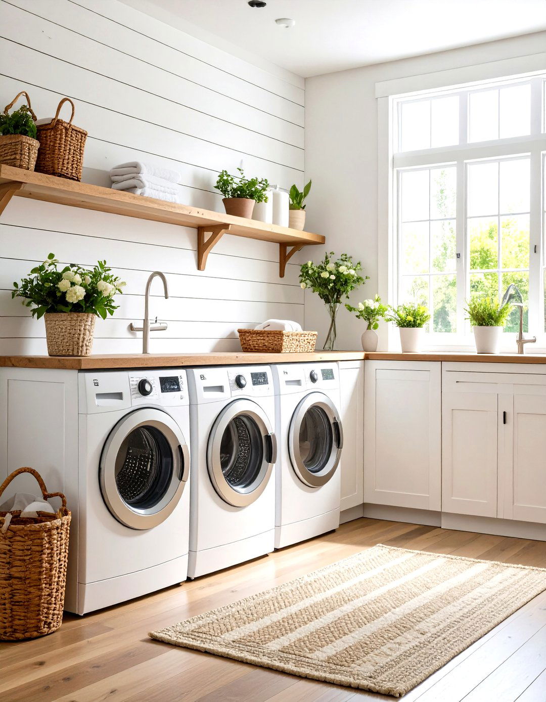 Farmhouse Shiplap Backsplash Design - 24 Laundry Room Backsplash Ideas