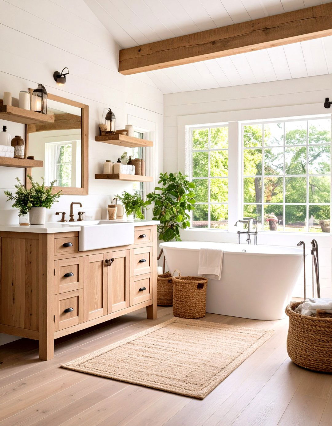 Farmhouse Shiplap Hall Bathroom - 24 Hall Bathroom Ideas