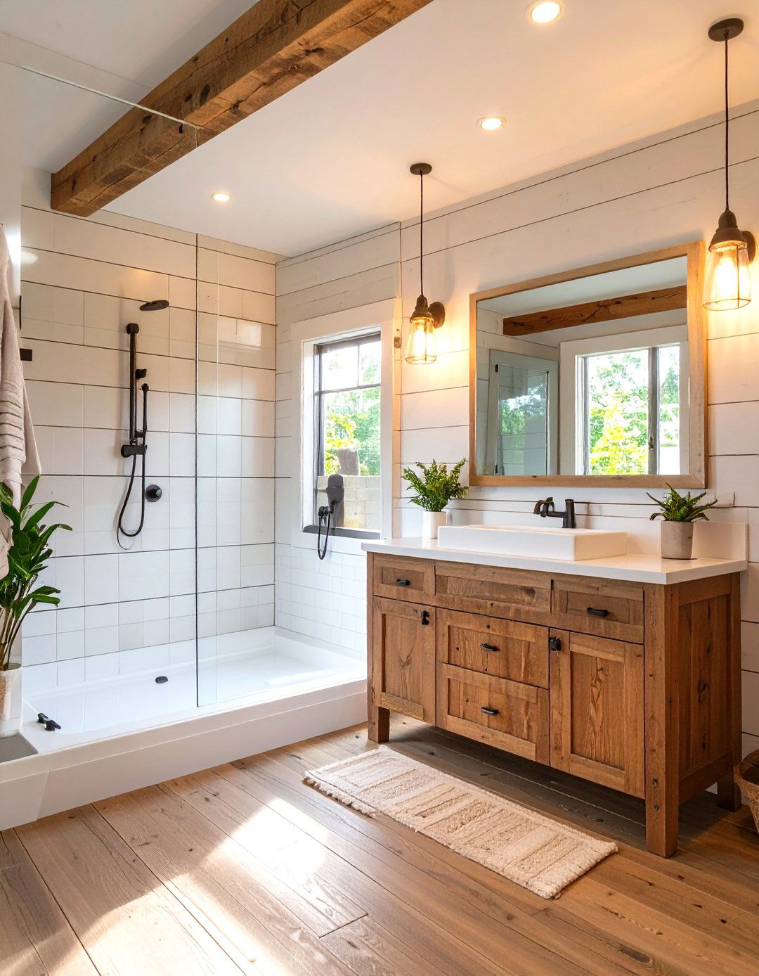 Farmhouse Shiplap and Cast Iron Shower Design - 24 Bathroom Shower Ideas