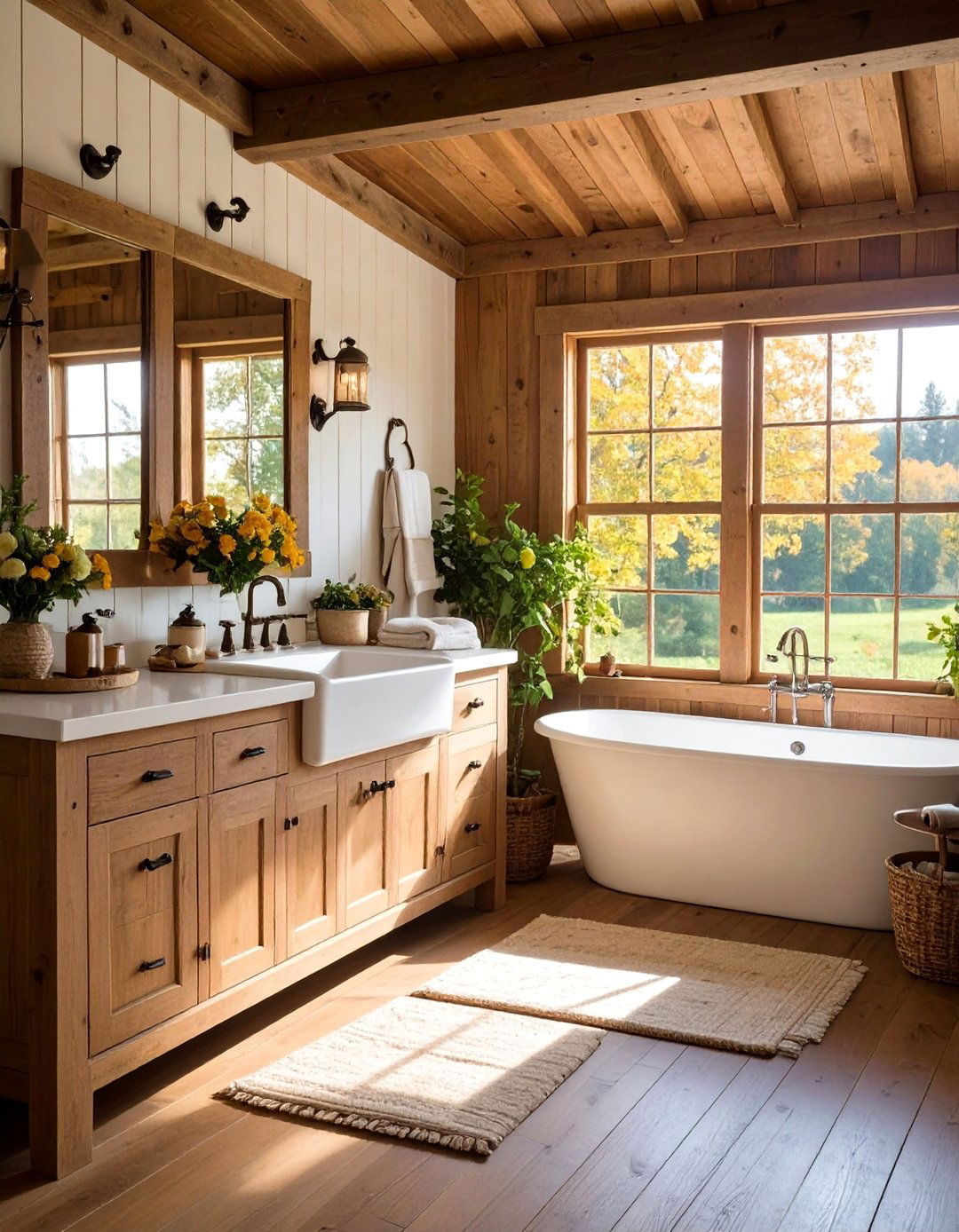 Farmhouse Sink Barndominium Bathroom with Vintage Charm - 24 Barndominium Bathroom Ideas