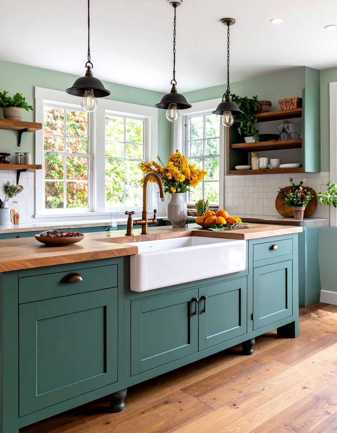 Farmhouse Sink with Vintage Faucetry - 24 Victorian Kitchen Ideas