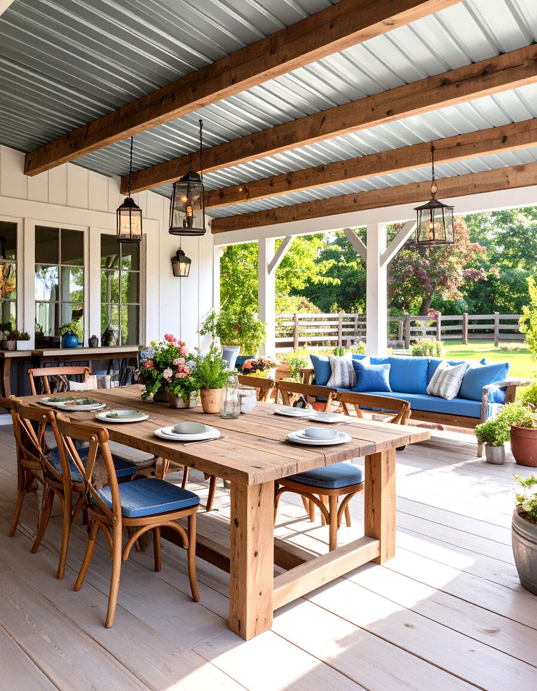 Farmhouse Style Covered Patio - 24 Lanai Porch & Patio Designs