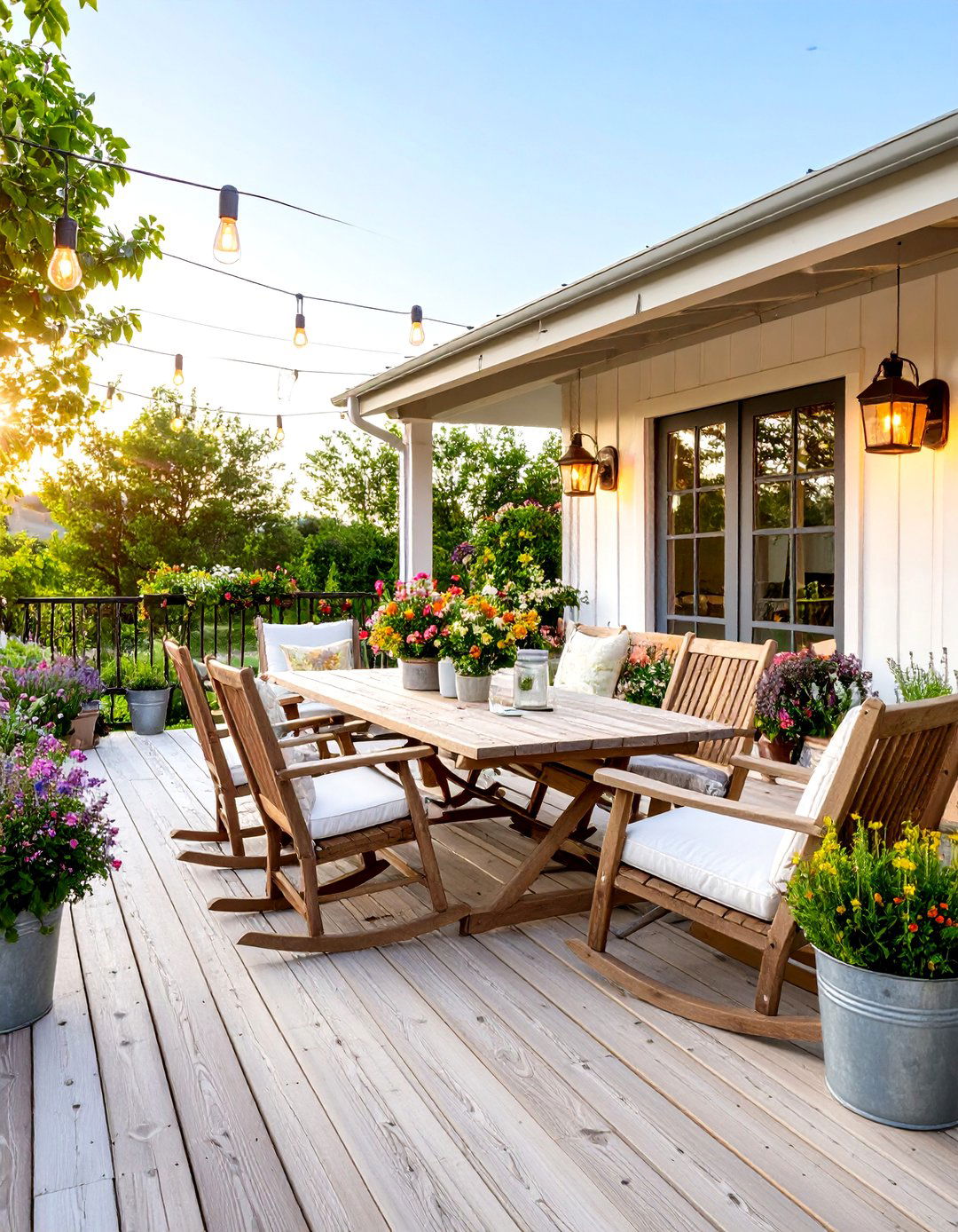 Farmhouse Style Elevated Deck with Rustic Charm - 24 2nd Floor Deck Ideas
