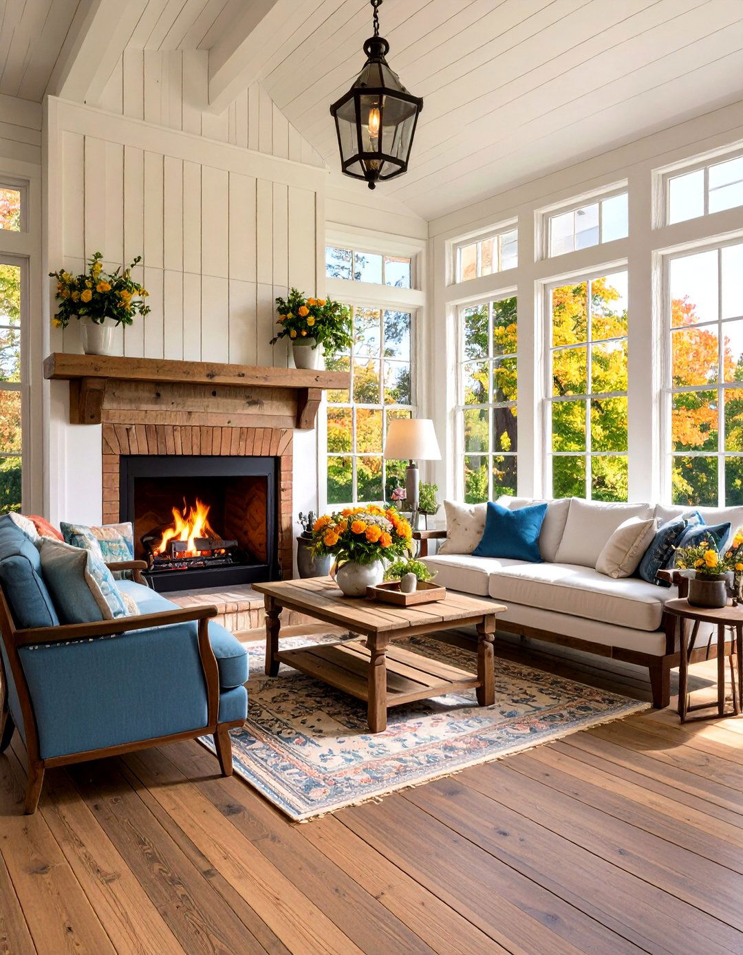 Farmhouse Style Fireplace Design - 24 Sunroom With Fireplace Ideas
