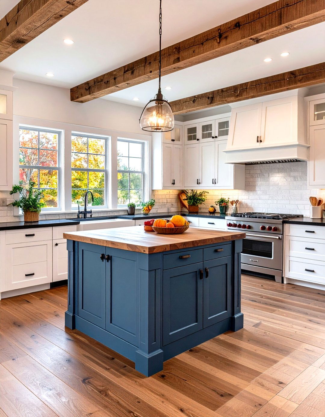 Farmhouse Style Kitchen Island Design - 24 Kitchen With White Cabinets and Black Countertops Ideas