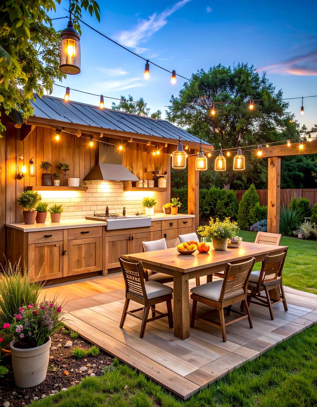 Farmhouse Style Outdoor Kitchen with Vintage Charm - 24 Outdoor Kitchen Designs