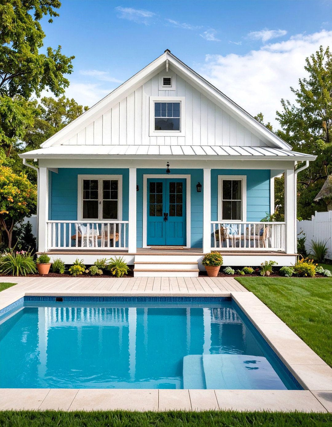 Farmhouse Style Pool Shed - 24 Pool Shed Ideas