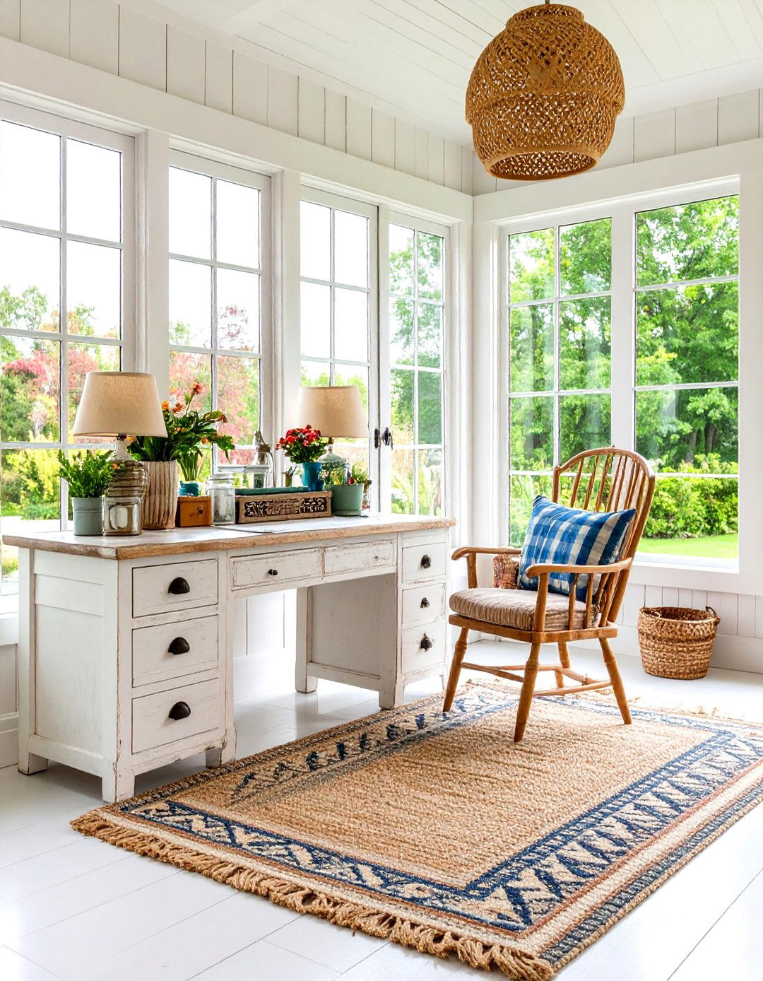 Farmhouse Sunroom Office Decor - 24 Sunroom Office Ideas