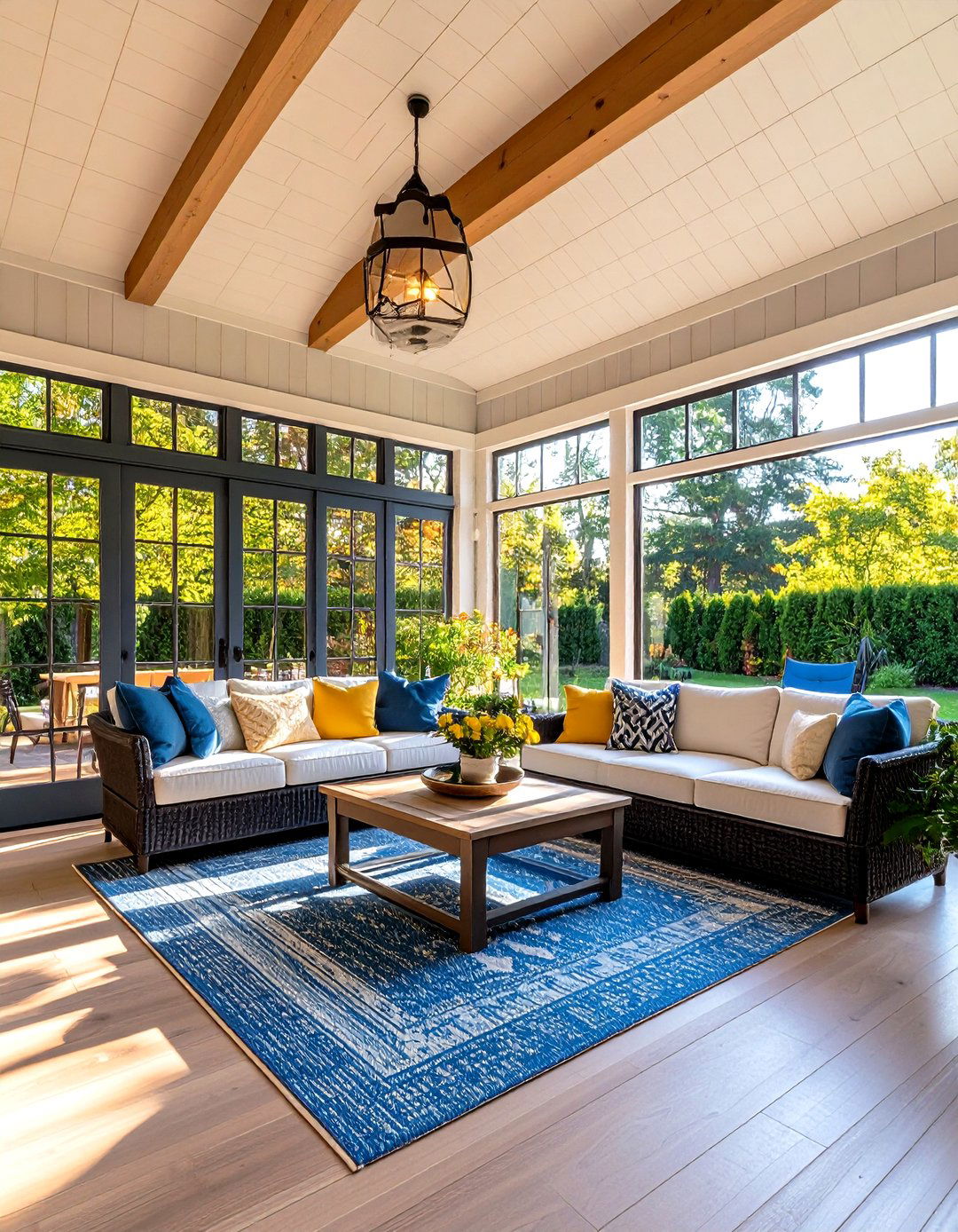 Farmhouse Sunroom with Outdoor Access - 24 Farmhouse Sunroom Ideas