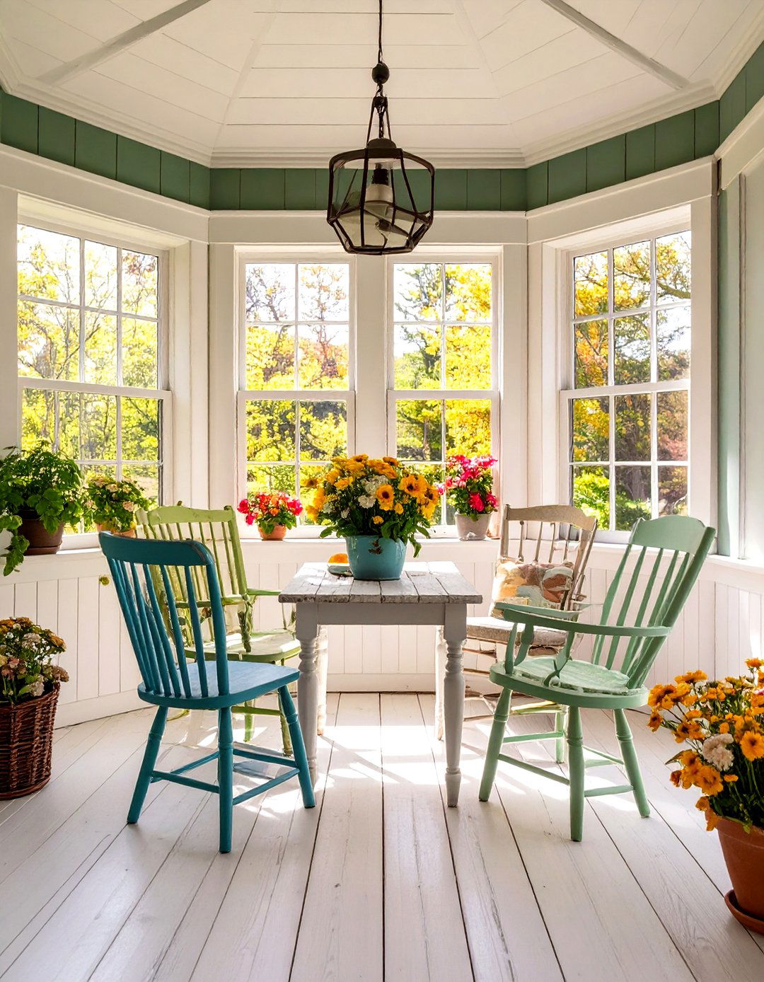 Farmhouse Sunroom with Vintage Elements - 24 Rustic Sunroom Ideas