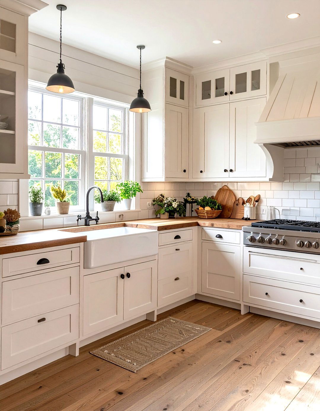 Farmhouse White Kitchen with Apron Front Sink - 24 Small White Kitchen Ideas