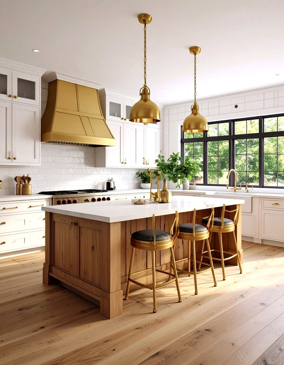 Farmhouse White and Gold Kitchen Design - 24 White and Gold Kitchen Ideas