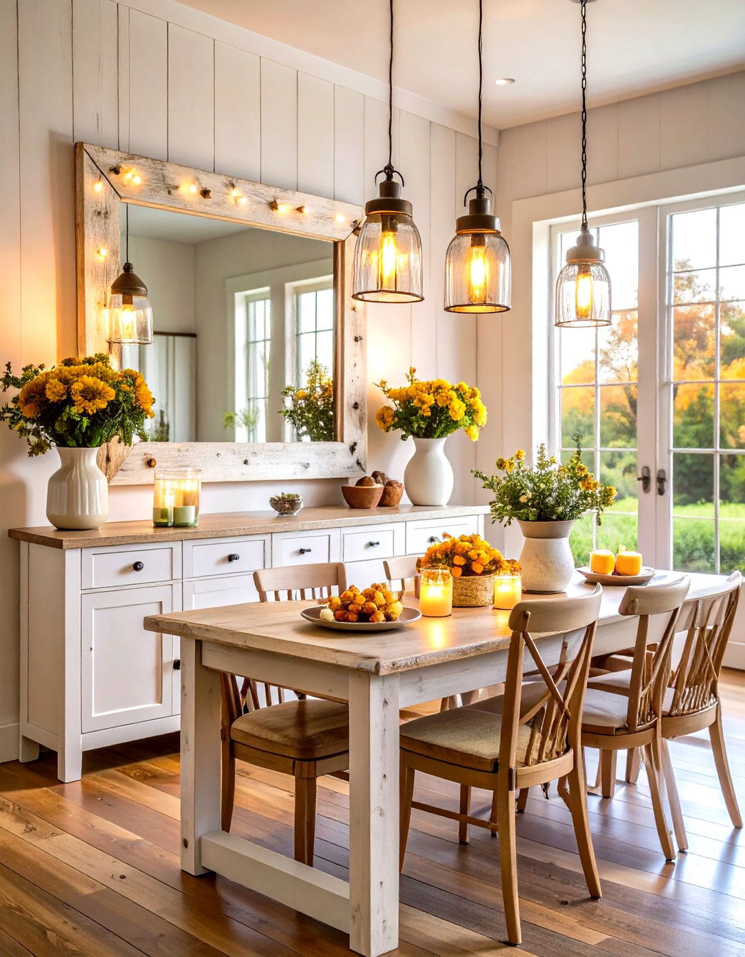 Farmhouse Wood Framed Mirrors - 24 Dining Room Mirror Ideas
