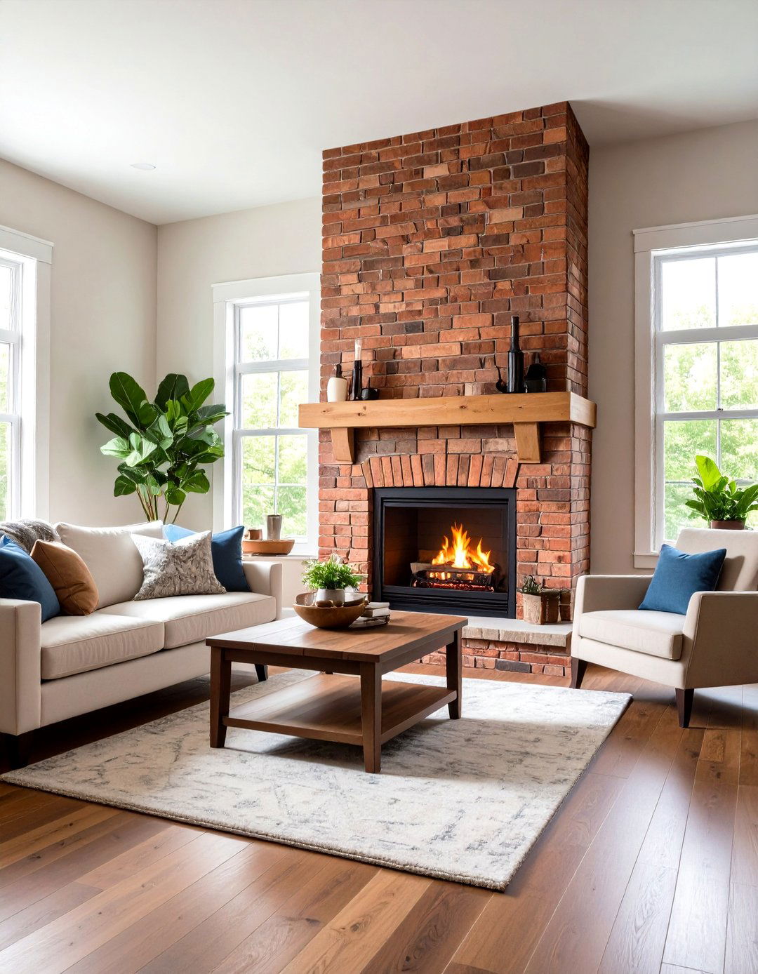 Faux Brick Fireplace for Budget Conscious Design - 24 Rustic Brick Fireplace Ideas