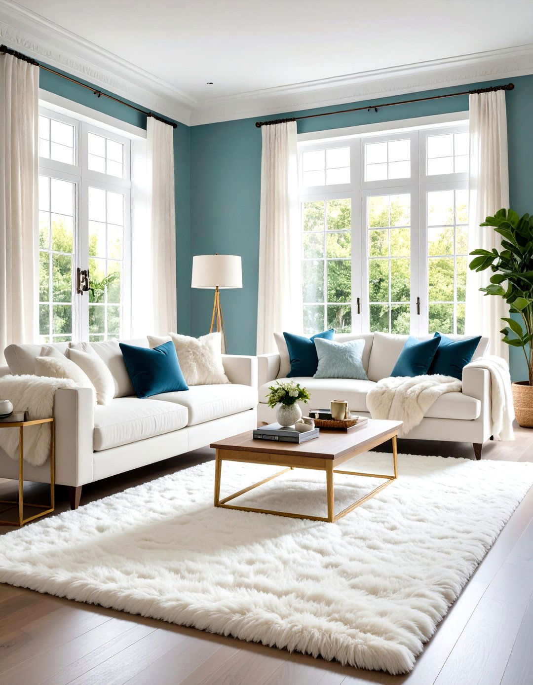 Faux Fur Texture Layer Comfort - 24 Glam Living Room Ideas