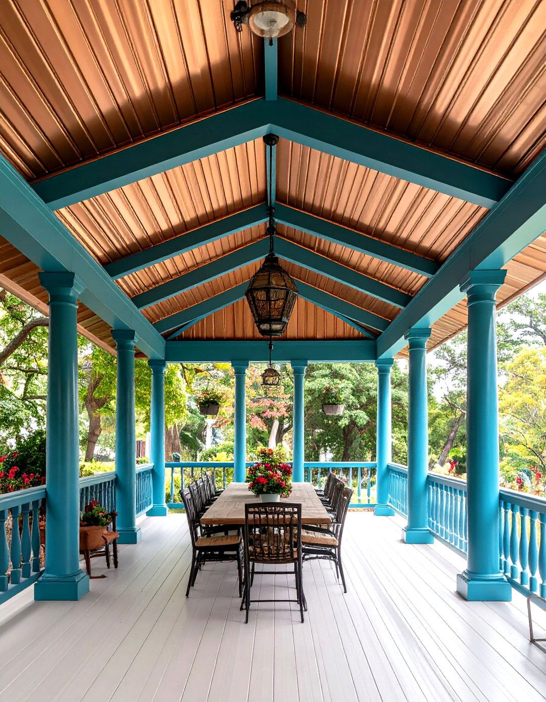 Faux Tin Pattern Vinyl Ceiling with Vintage Character - 24 Vinyl Porch Ceiling Ideas