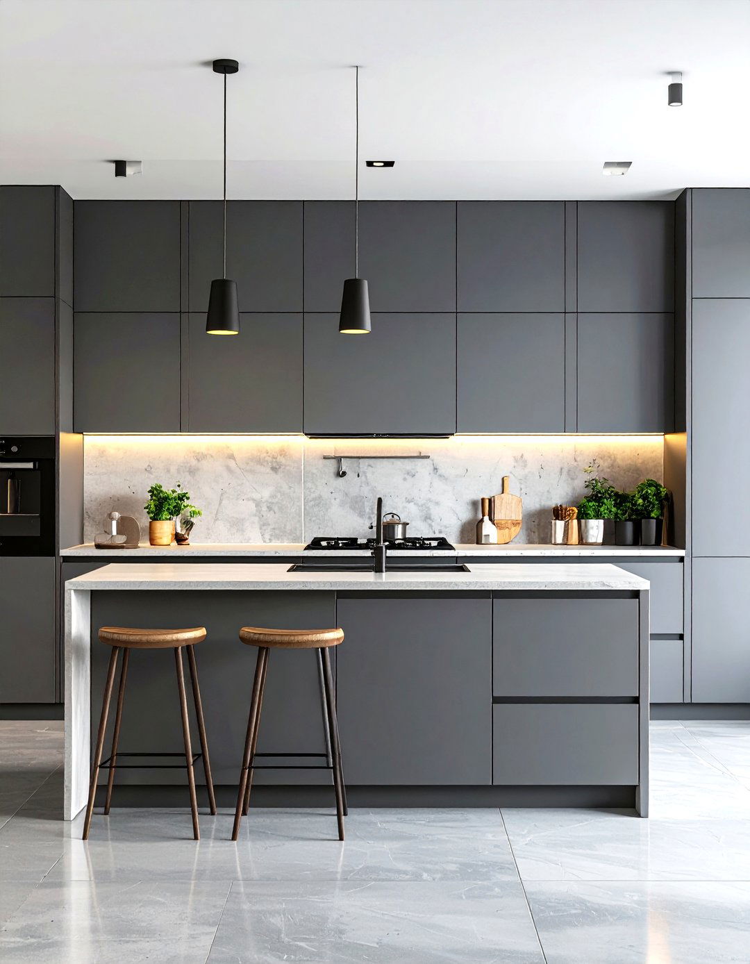 Feature Wall Designs - 24 Microcement Kitchen Ideas