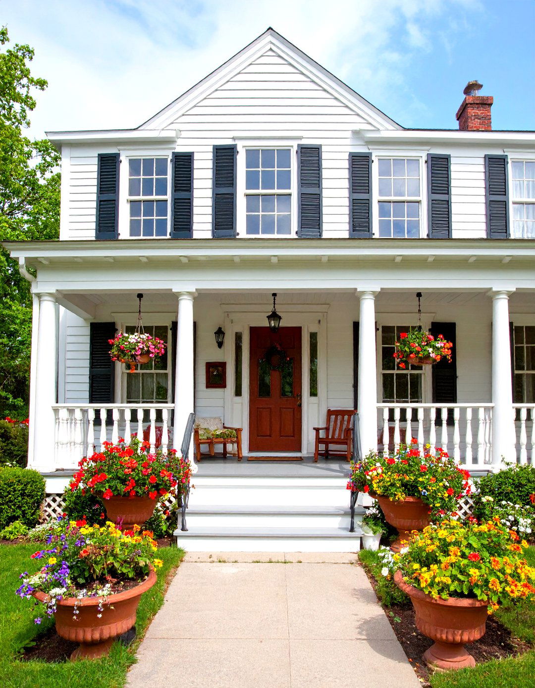 Federal Farmhouse with Refined Proportions - 24 White Farmhouse With Wrap-around Porch Ideas