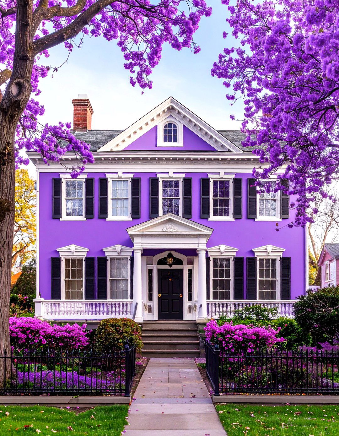 Federal Style Amethyst Refinement - 24 Purple House Exterior Ideas