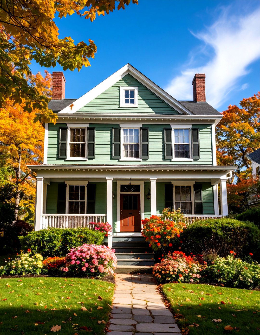 Federal Style Historic Details - 24 Sage Green House With Brown Trim Ideas