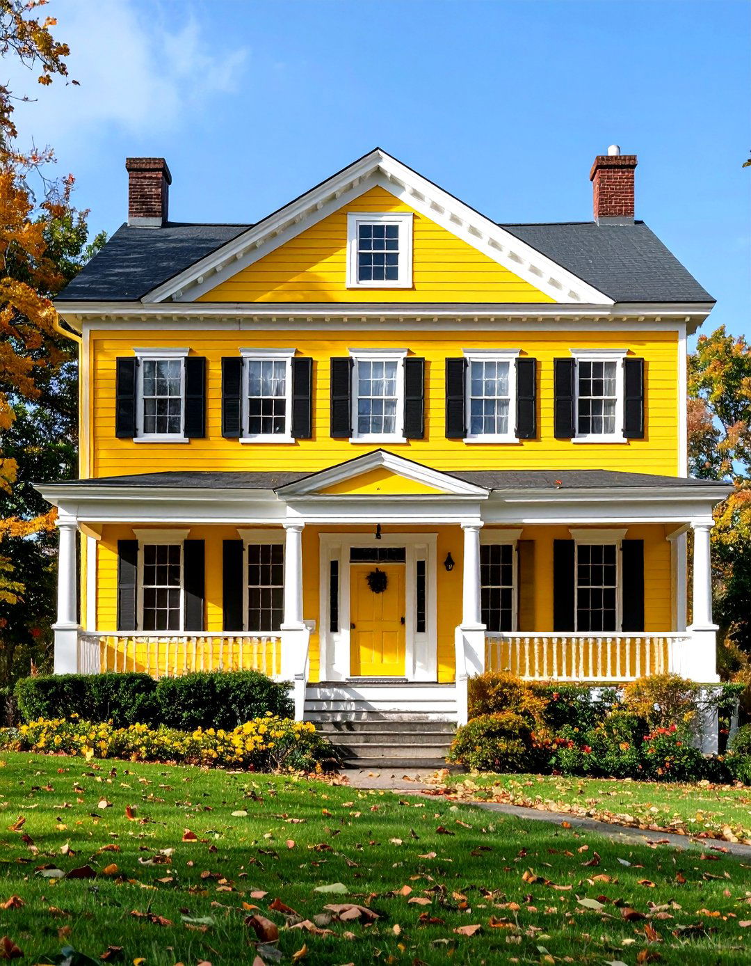 Federal Style Yellow Refinement - 24 Yellow Exterior Home Ideas