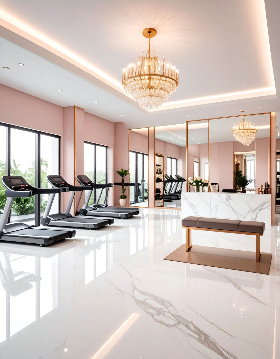 Feminine Boutique Home Gym Studio - 24 Home Gym Ideas