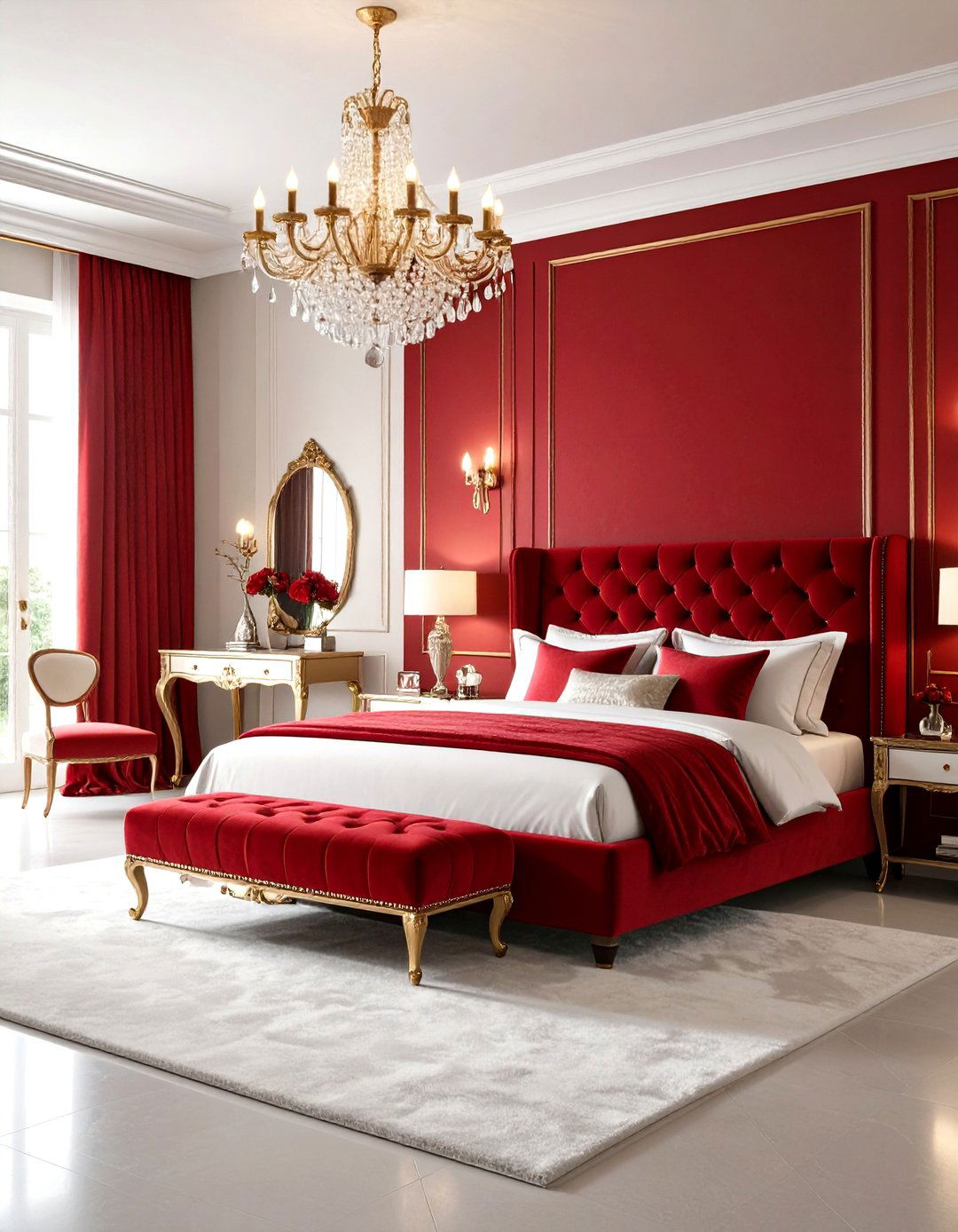 Feminine Glamour Bedroom Style - 24 Red and Black Bedroom Ideas