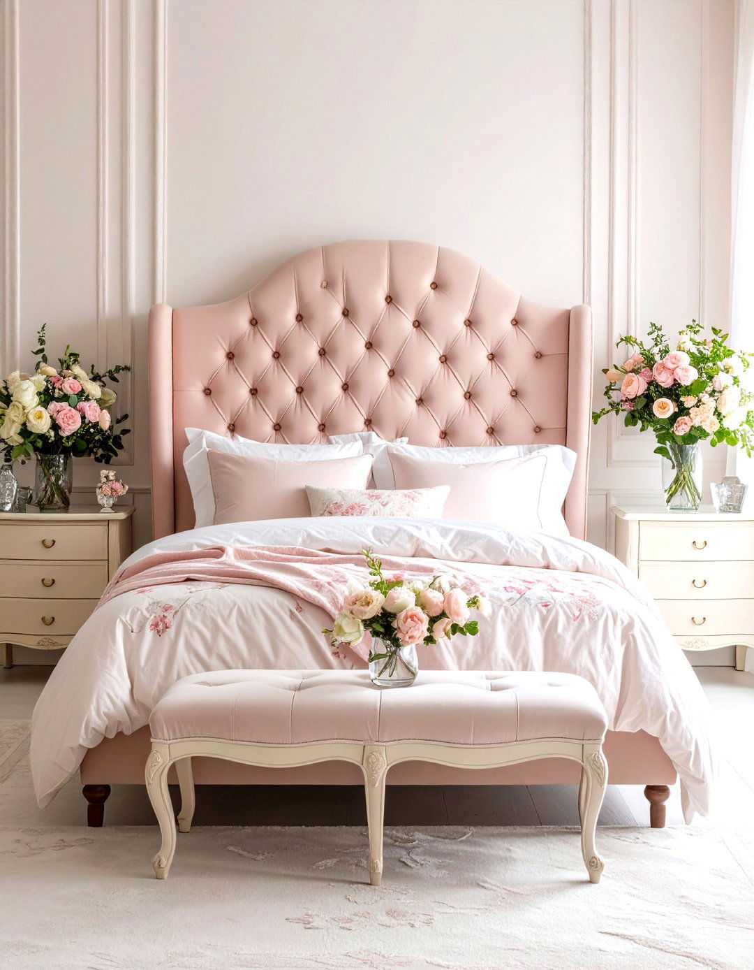 Feminine Guest Bedroom with Soft Pink Accents - 24 Guest Bedroom Ideas