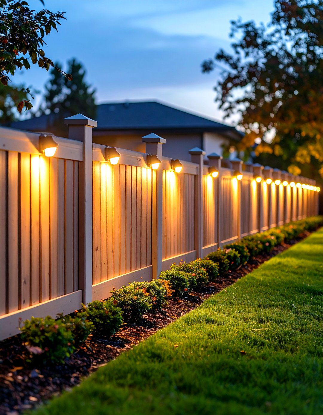 Fence Line Lighting with Privacy and Security Balance - 24 Outdoor Lighting Ideas